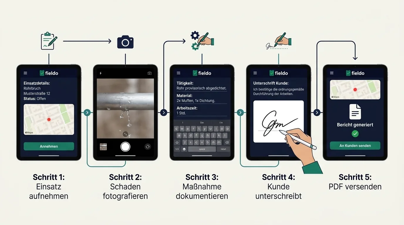 Vergleich Notdienst-Bericht vs. Regularbericht: Umfang und Ablauf im Uberblick.